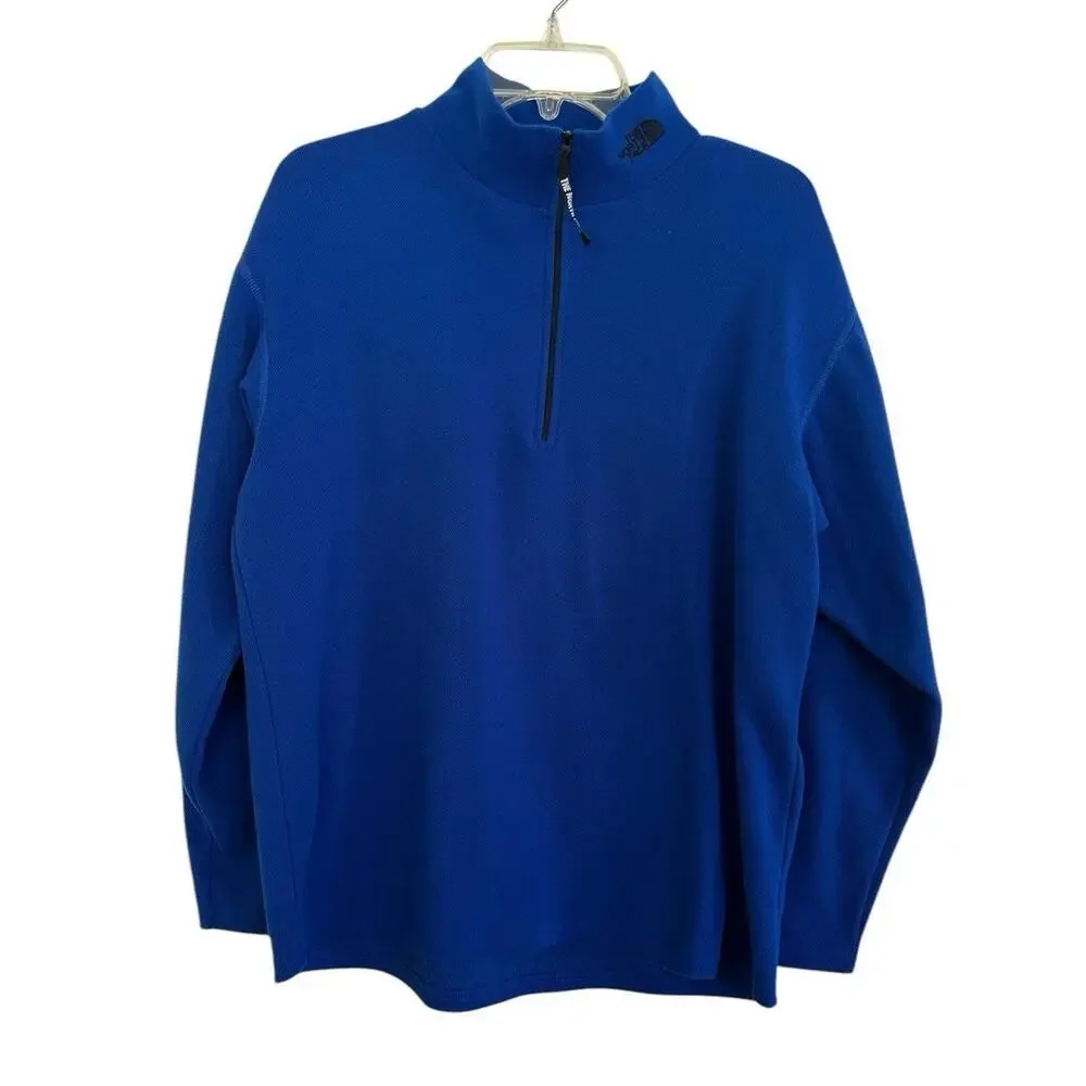 The North Face Sweater Pullover Mens Medium Mid Layer Knit 1/4 Zip Blue